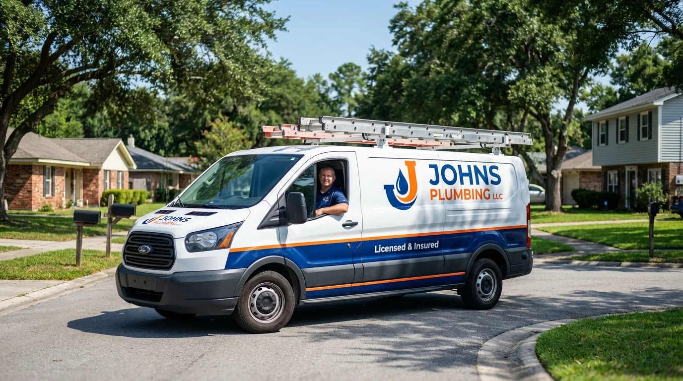 Johns Plumbing LLC service van in Oakhurst, NJ