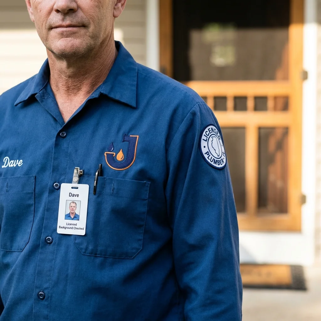 Licensed plumber showing ID badge in Oakhurst, NJ