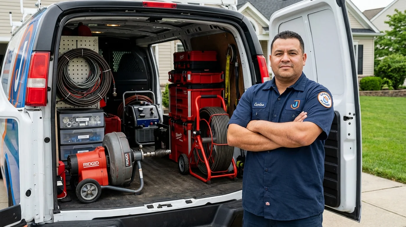 Professional drain cleaning equipment and Johns Plumbing LLC plumber in Oakhurst