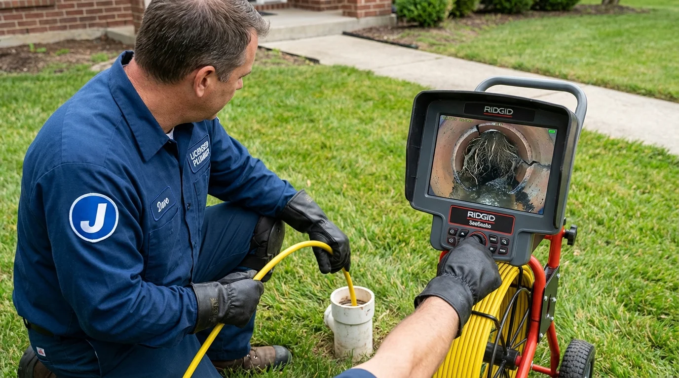 Sewer camera inspection being performed by Johns Plumbing LLC in Oakhurst