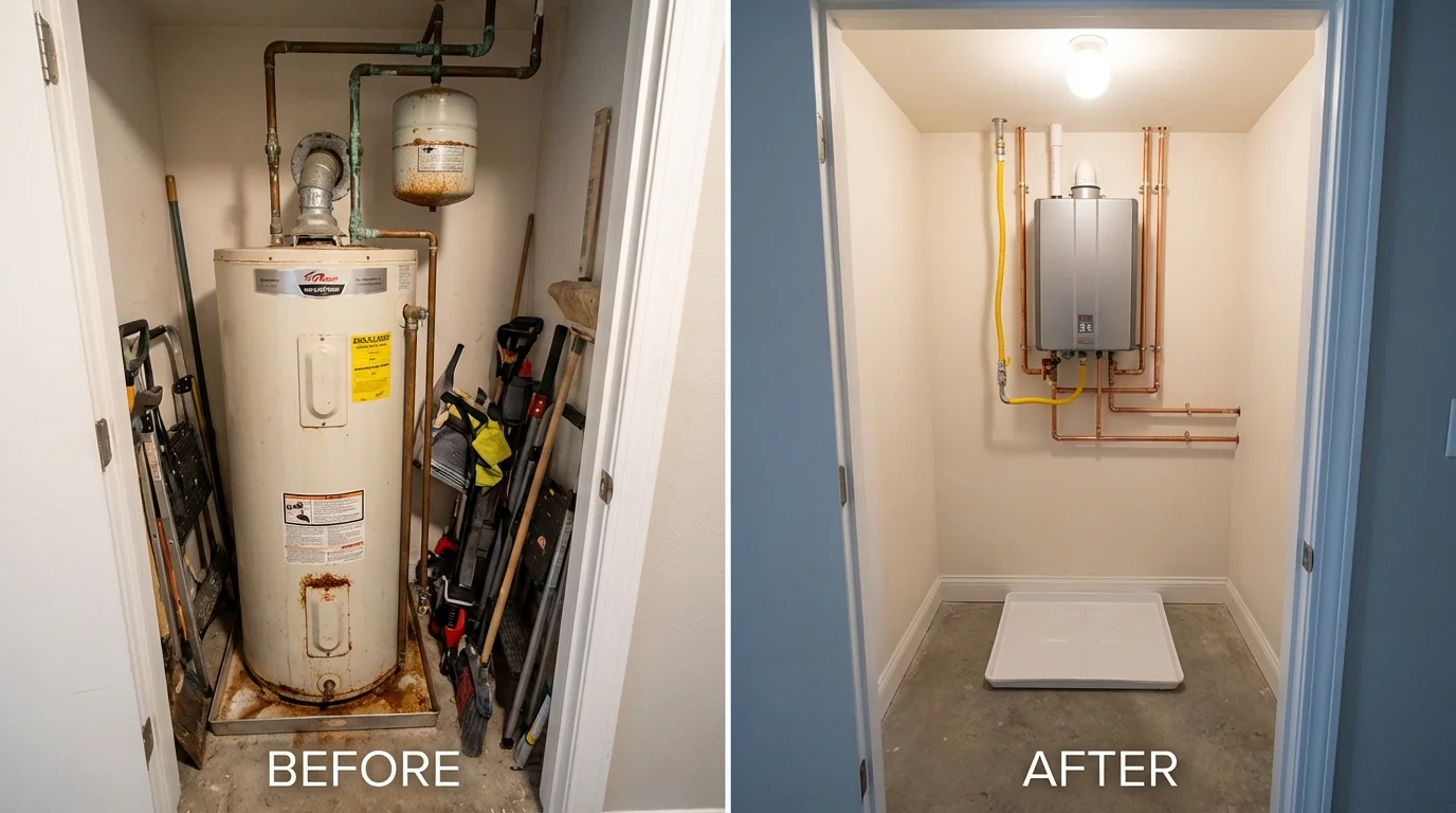 Tank water heater versus wall-mounted tankless unit comparison for Oakhurst, NJ homeowners