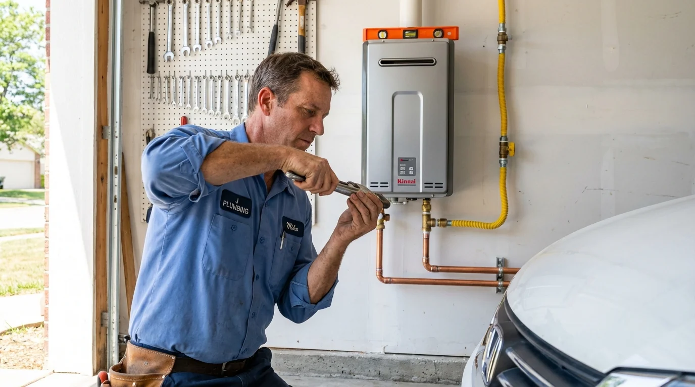 Tankless water heater installation by a Johns Plumbing LLC plumber in Oakhurst